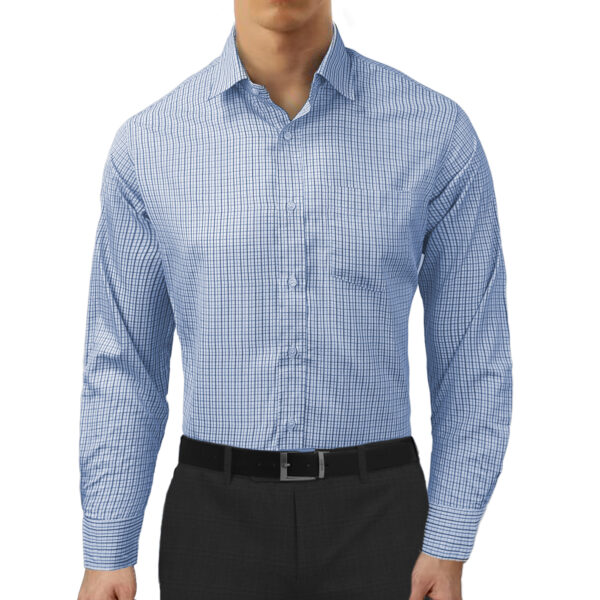 main image of white checkered slim fit formal shirt