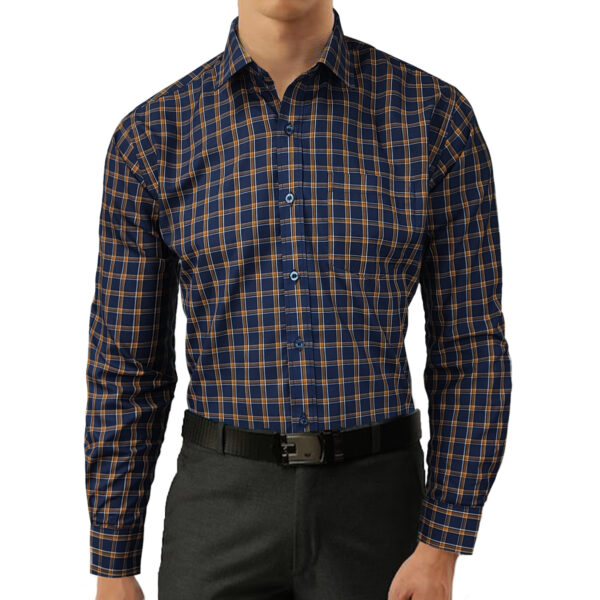 main image of blue checkered formal shirt