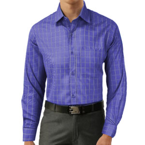main image of blue checkered formal shirt
