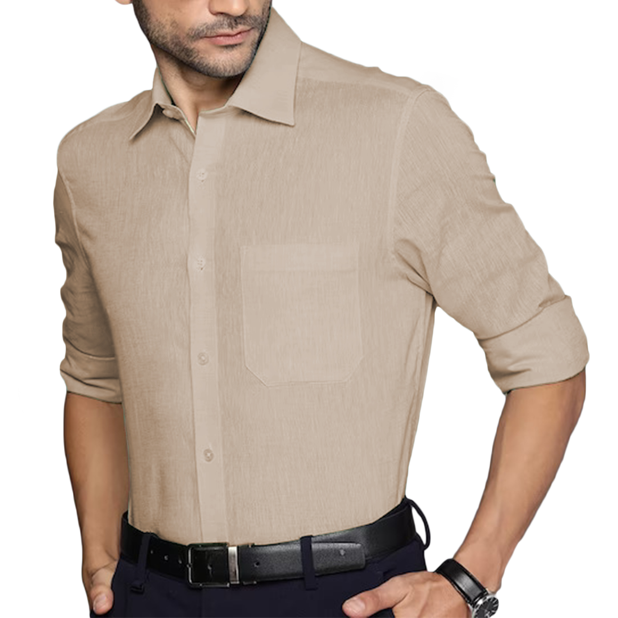Men's Formal Shirt Beige - Callibr15